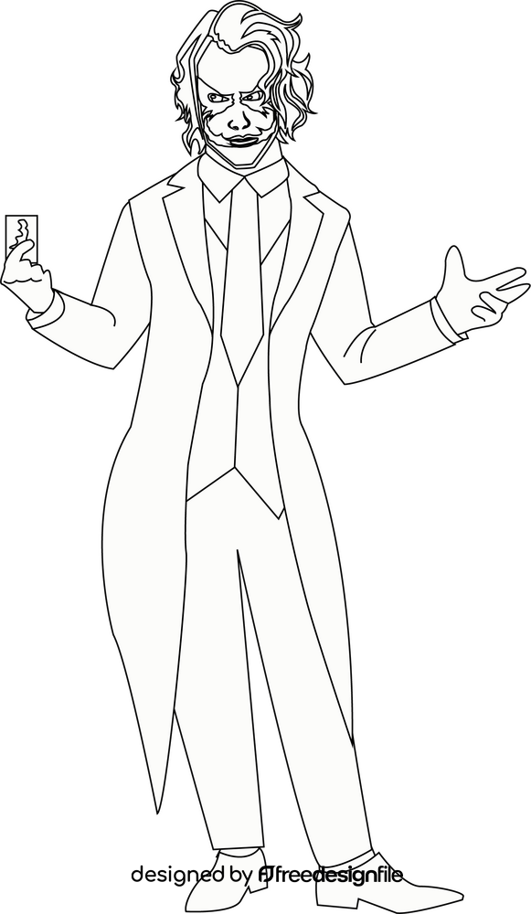 Cartoon joker black and white clipart vector free download