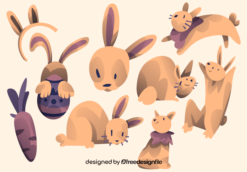 Rabbit cartoon set vector