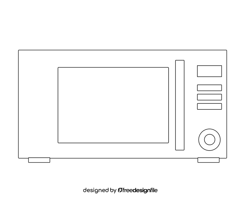 Cartoon microwave oven black and white clipart