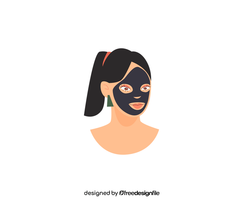 Girl with black facial mask clipart