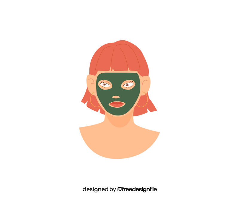 Spa, girl with bob applying cosmetic face mask clipart