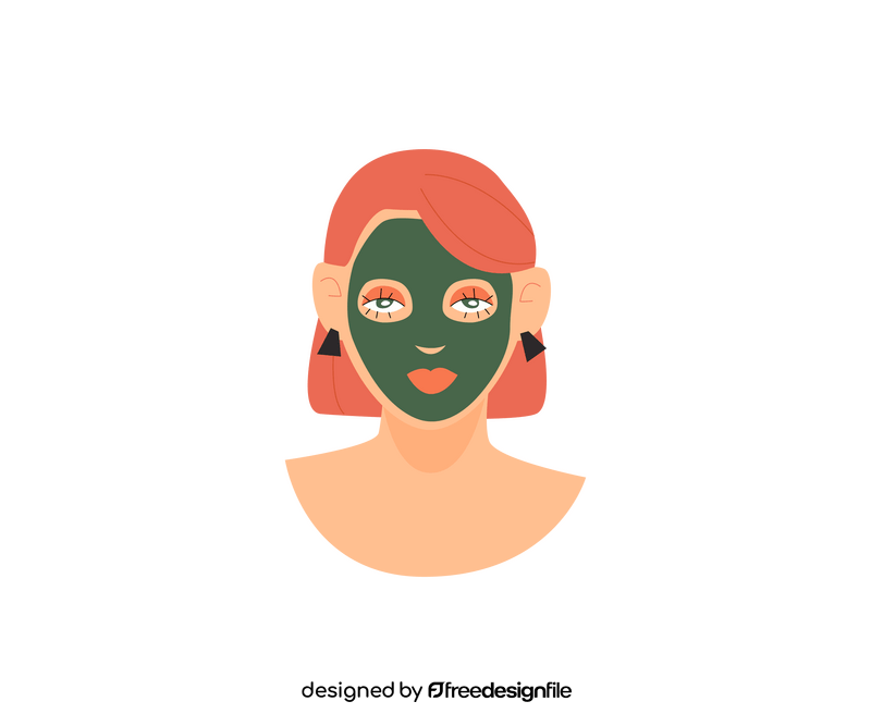Woman with cosmetic face mask clipart
