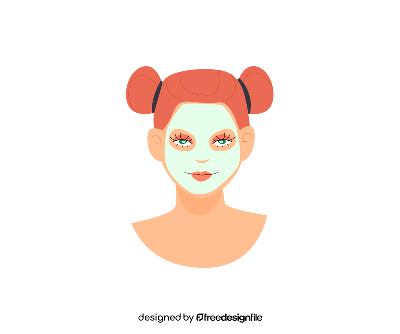Cartoon woman with cosmetic facial mask clipart