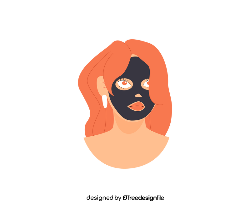 Redhead girl with black face mask drawing clipart