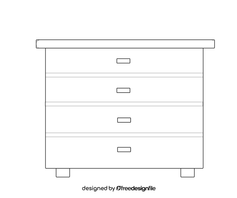 Wooden chest of drawers illustartion black and white clipart