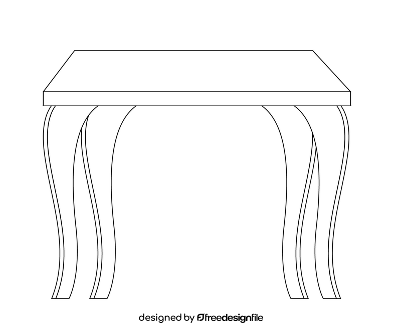 Living room rectangle table free black and white clipart