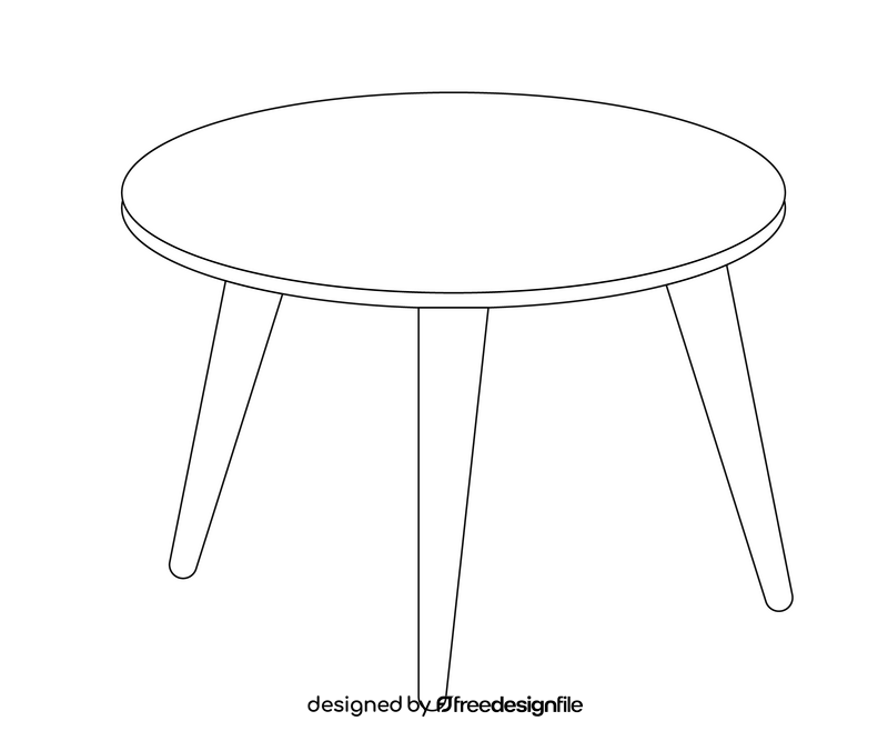 Wooden coffee table black and white clipart