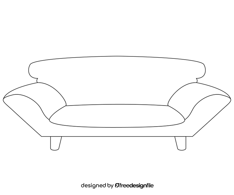 Cartoon sofa black and white clipart