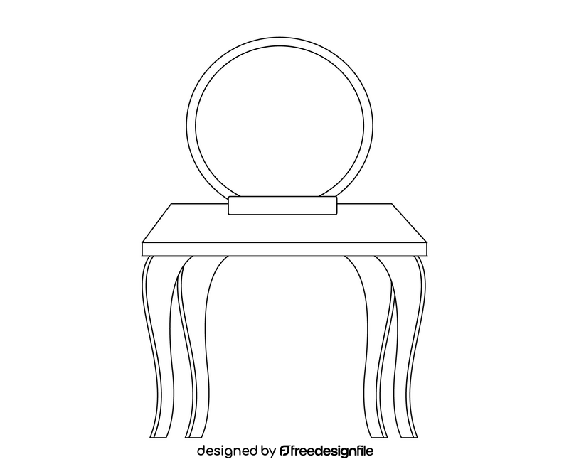 Round mirror on the table black and white clipart