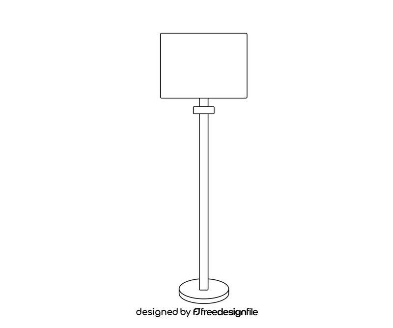 Cartoon floor lamp black and white clipart