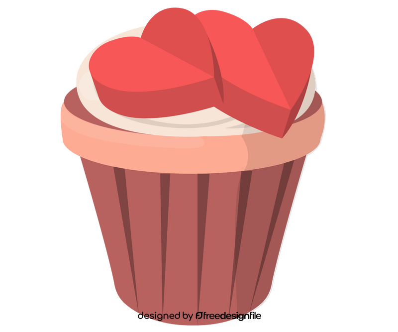 Cartoon cupcake with hearts clipart