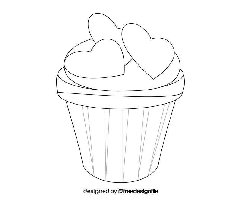 Romantic cupcake black and white clipart