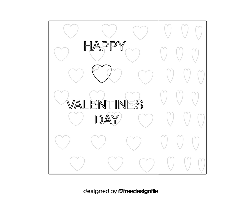 Valentine's Day Postcard black and white clipart