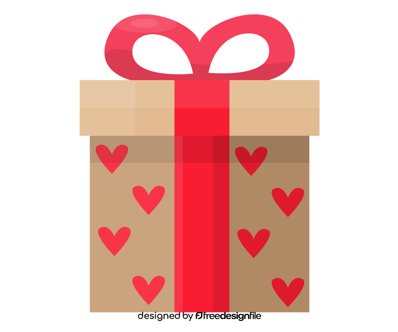 Romantic gift box with heart clipart