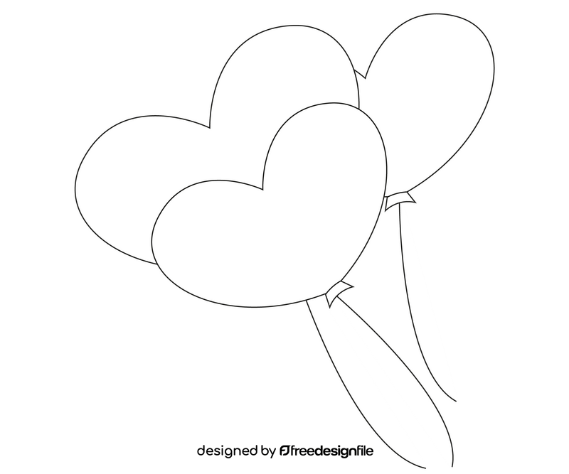 Romantic heart shaped balloons black and white clipart