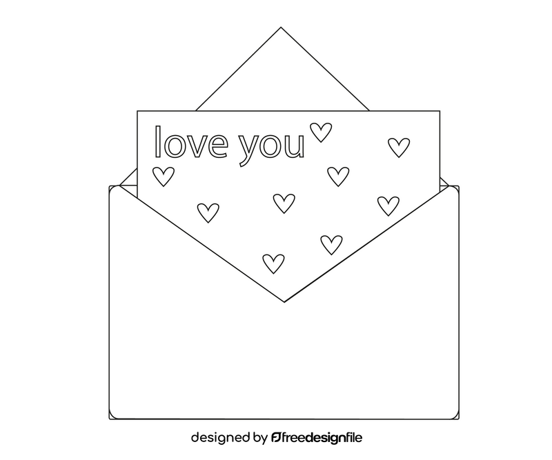 Cartoon envelope with letter black and white clipart