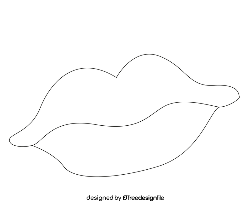 Lips illustration black and white clipart