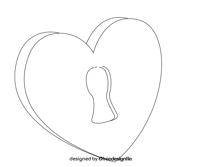 Heart lock black and white clipart