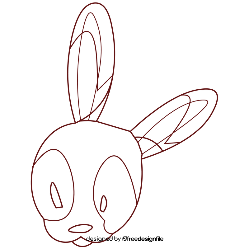 Cartoon rabbit head black and white clipart