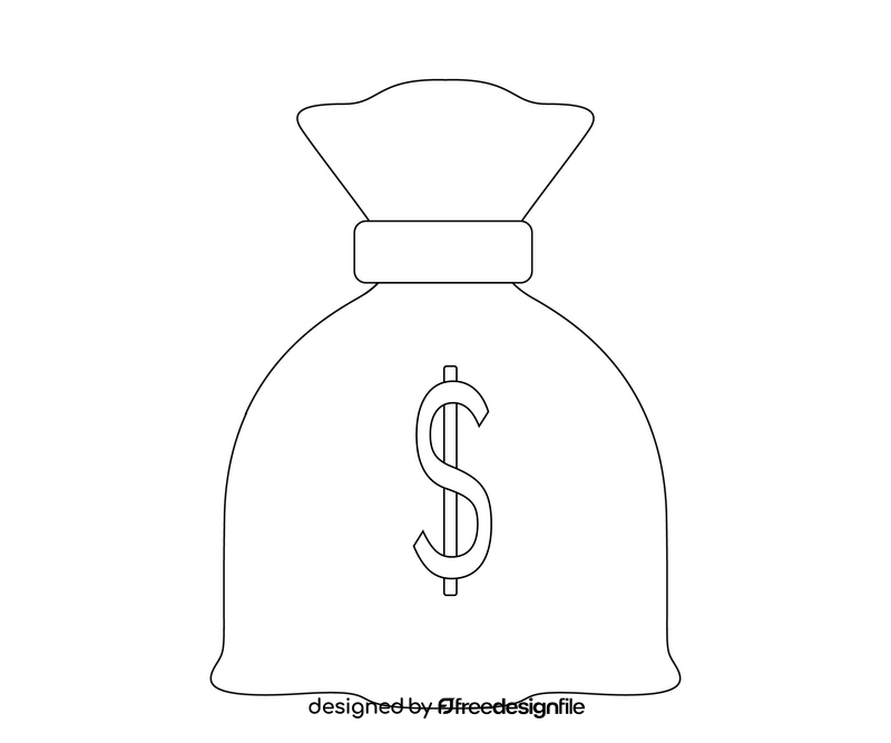 Money bag illustration black and white clipart