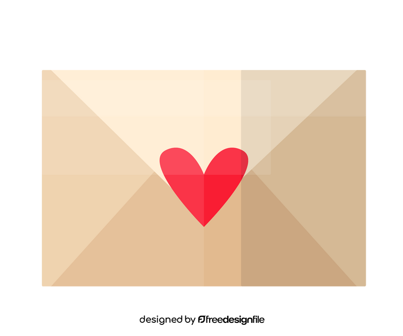 Cartoon heart on envelope clipart