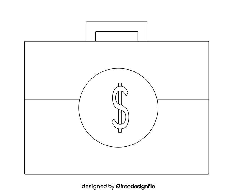 Cartoon money case black and white clipart