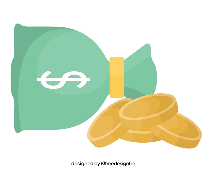 Gold coins bag illustration clipart