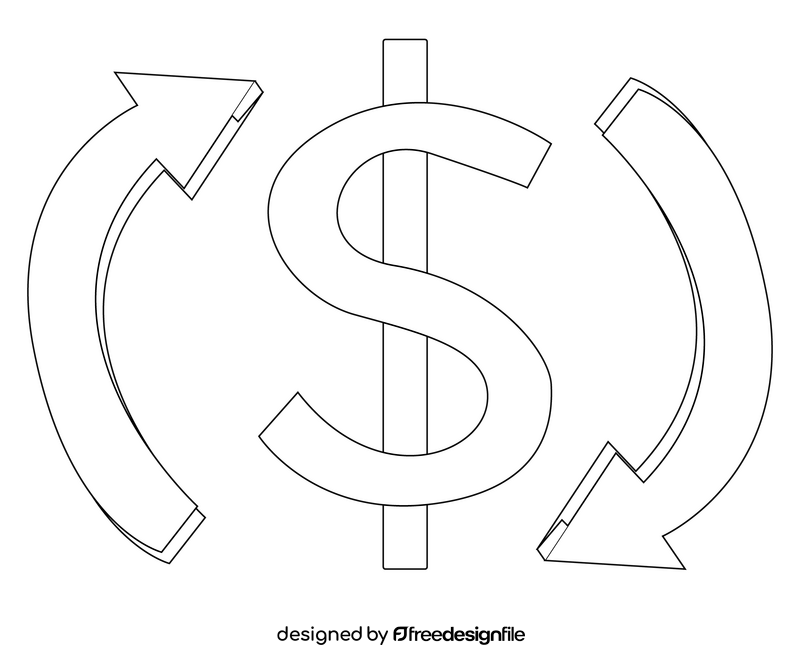 Dollar sign illustration black and white clipart