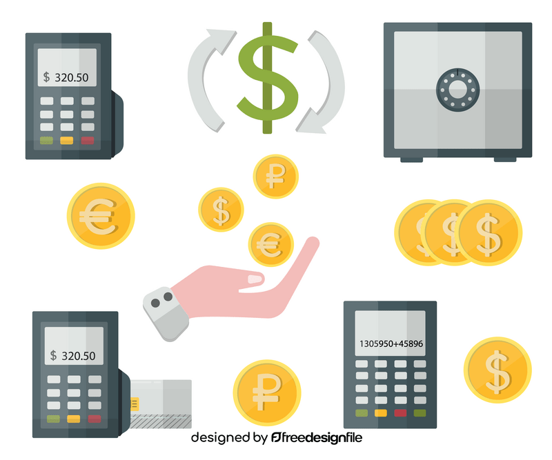 Coins, credit cards, terminals vector