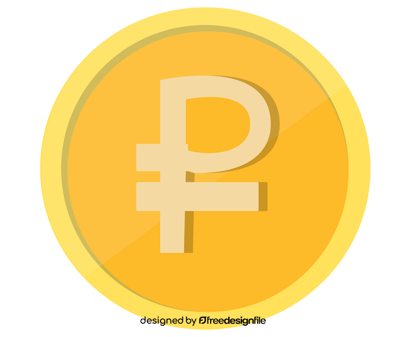 Gold coin with Ruble sign clipart