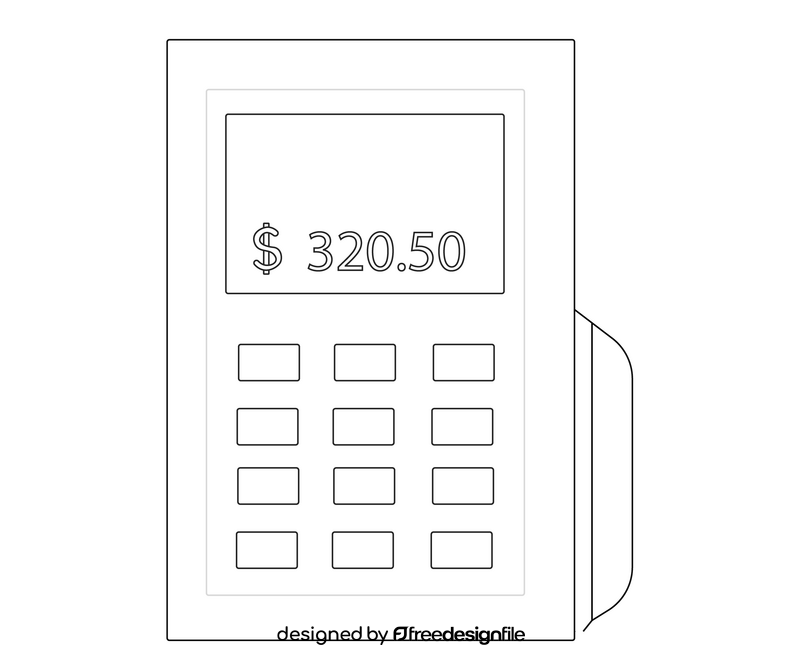 Credit card terminal black and white clipart