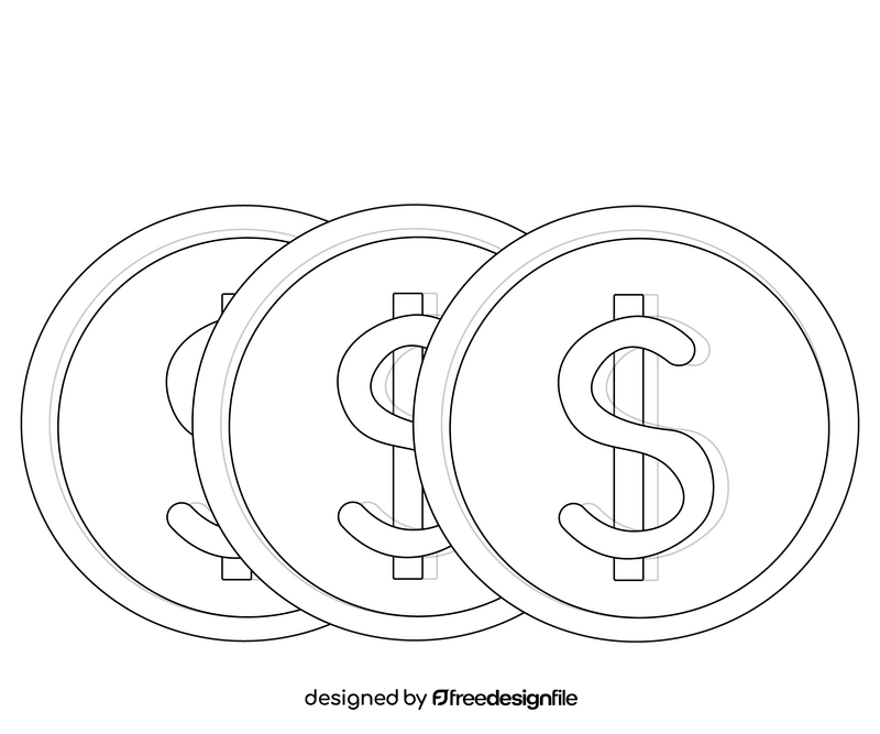 Gold dollar coin free black and white clipart