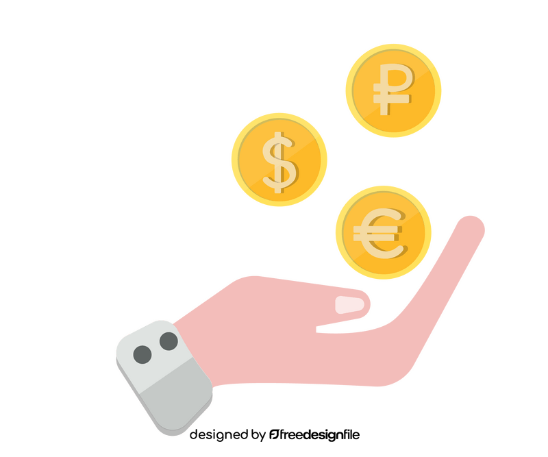Gold coins on hand free clipart