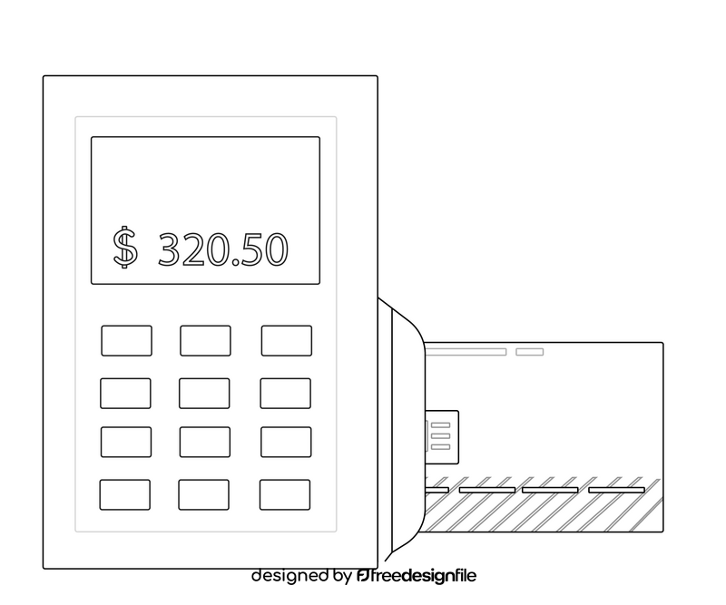 Free terminal with credit card black and white clipart