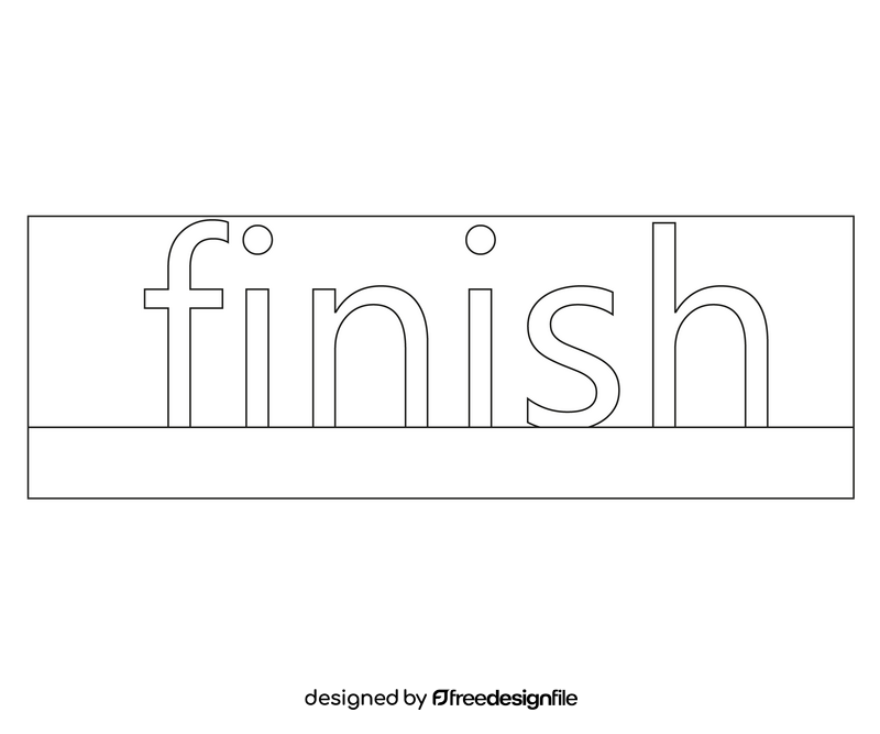 Finish banner black and white clipart