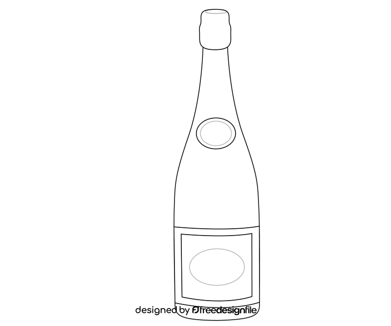 Cartoon champagne black and white clipart