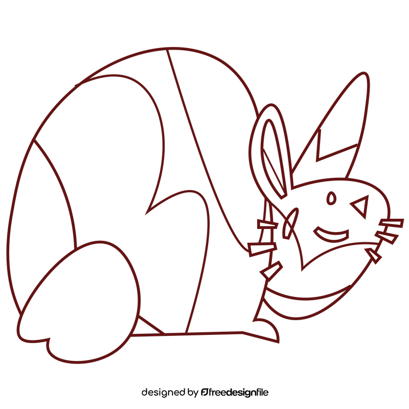 Adorable rabbit smiling black and white clipart