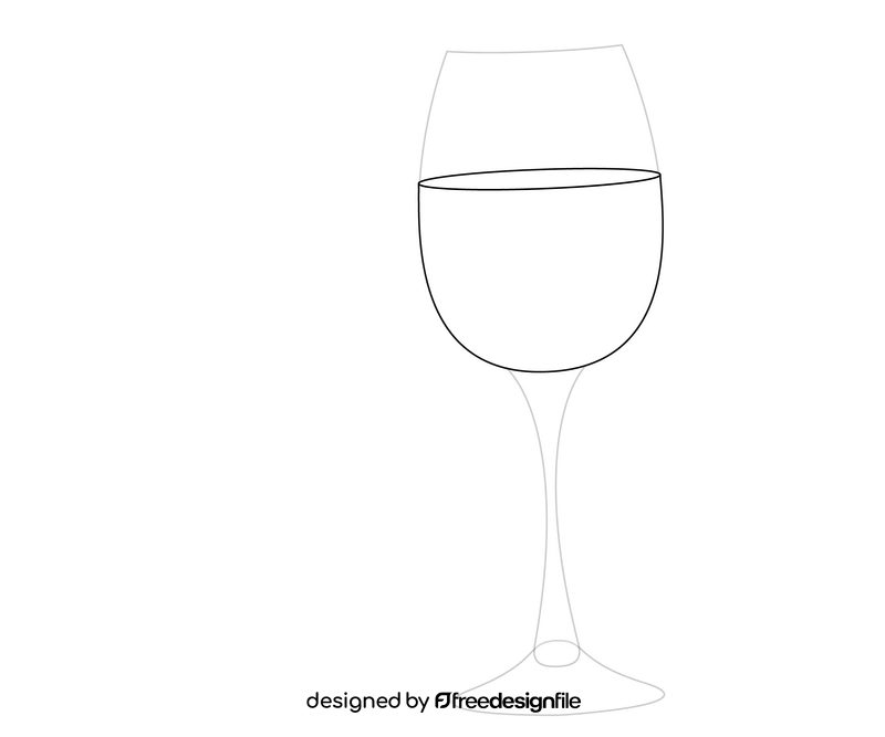 Glass of red wine black and white clipart