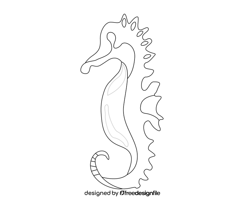 Free sea horse black and white clipart