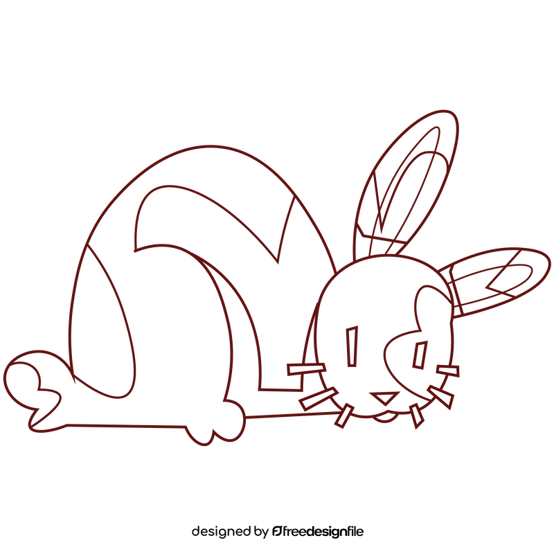 Rabbit cartoon black and white clipart