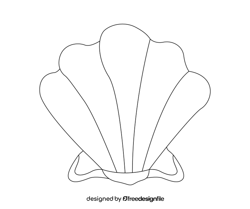 Pearl shell illustration black and white clipart