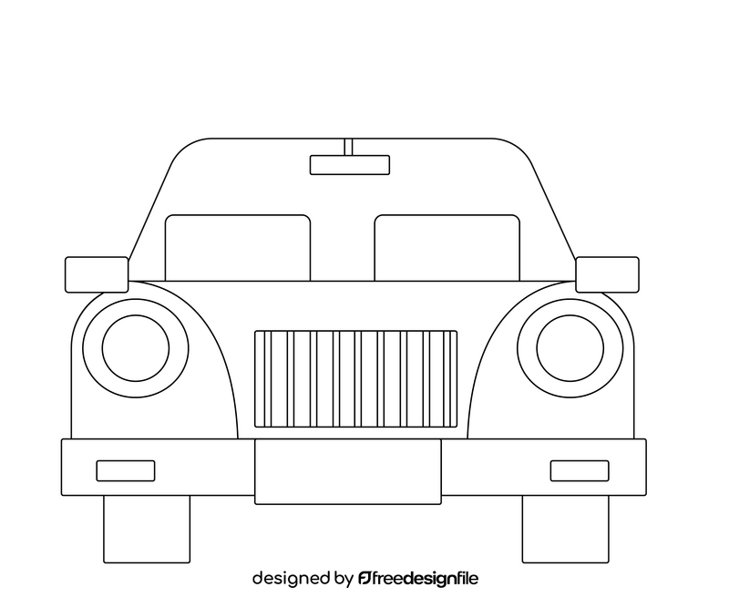 Cartoon car black and white clipart