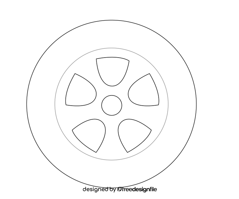 Car wheel black and white clipart