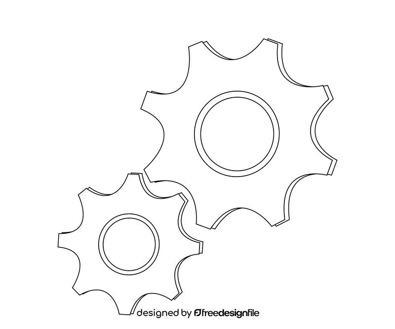Gears black and white clipart
