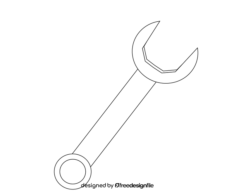 Wrench illustration black and white clipart