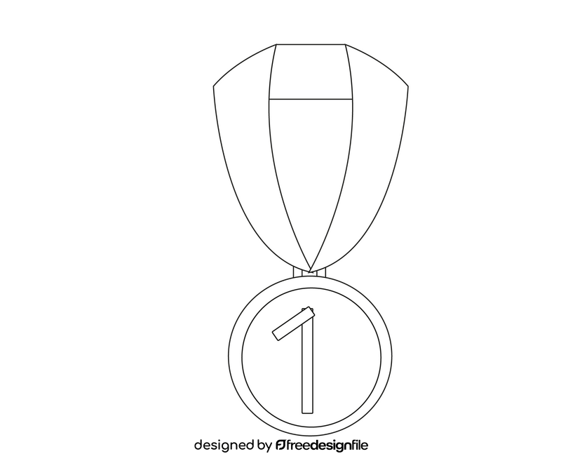 First place gold medal black and white clipart