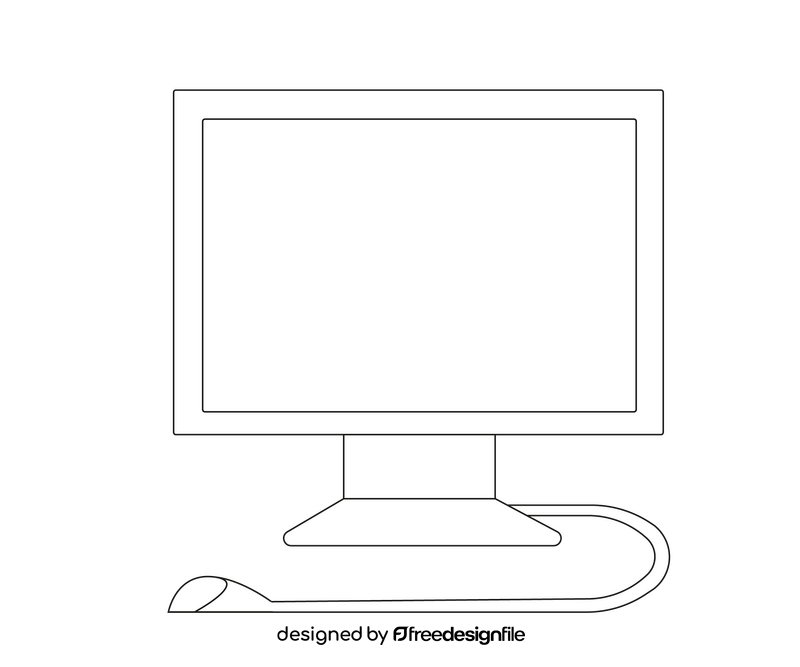 Cartoon computer black and white clipart