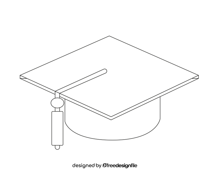 Graduation cap black and white clipart