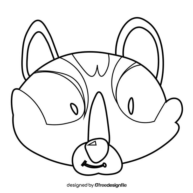 Racoon head black and white clipart