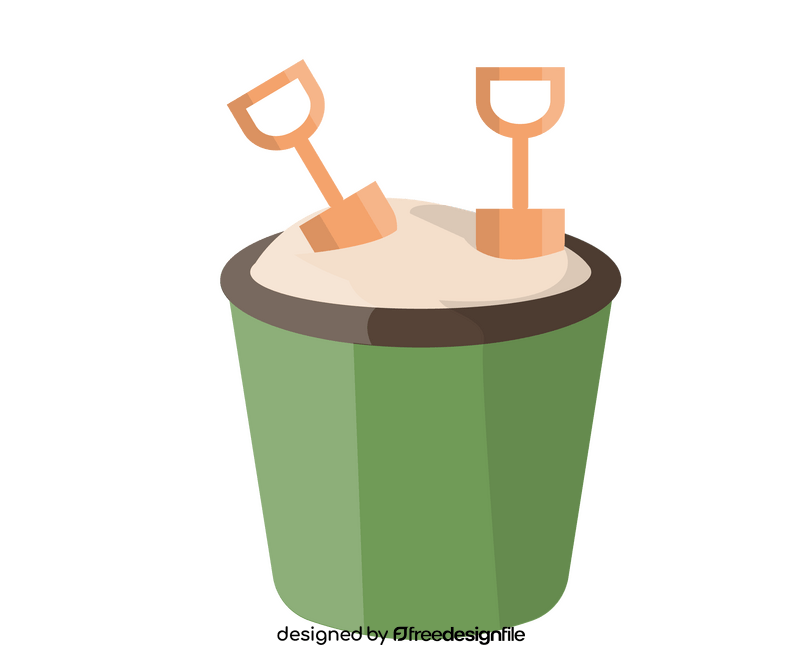 Bucket of sand with shovels clipart